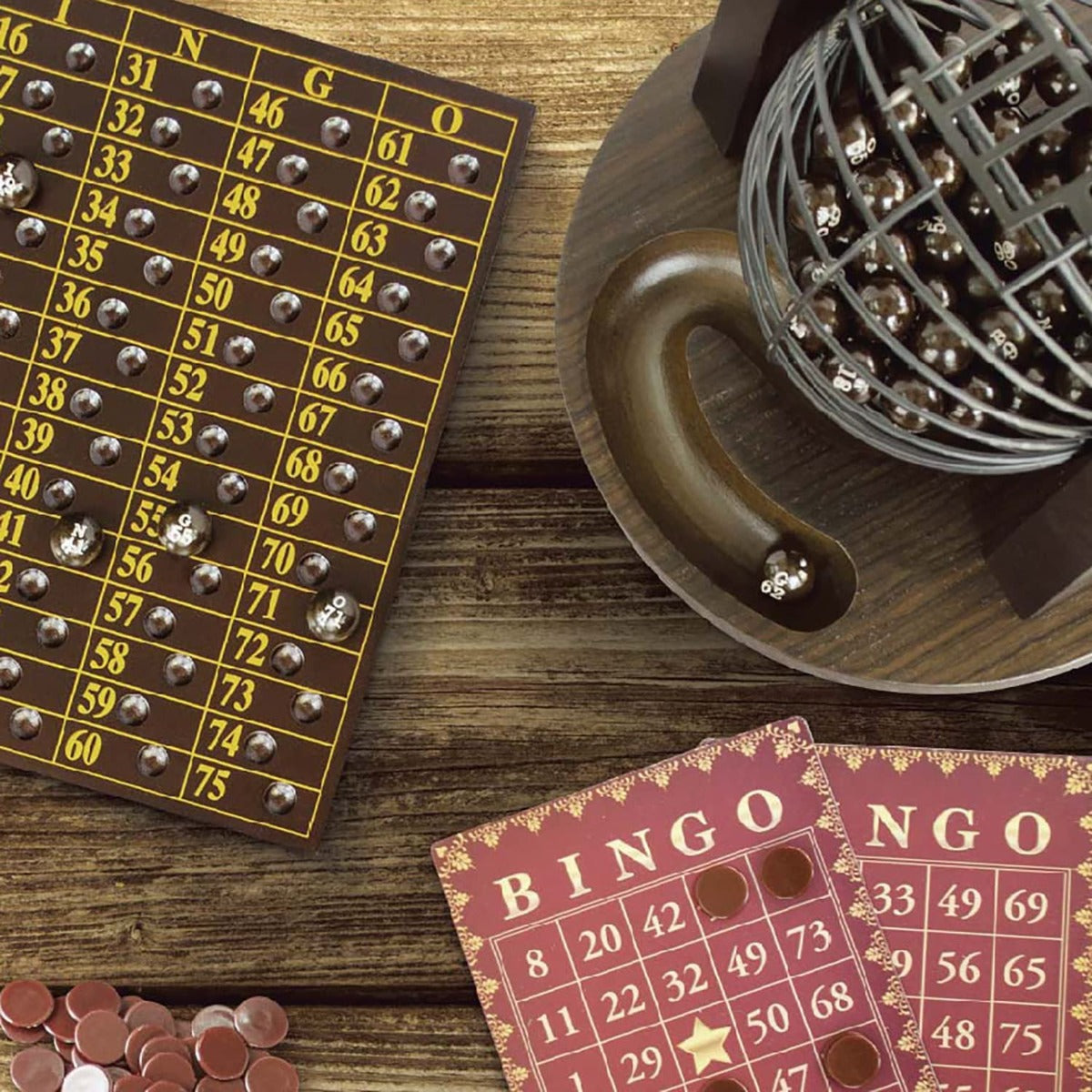 Buy Merchant Ambassador Craftsman Collection Deluxe Bingo Mahogany Wood Finish Hooper | Yallatoys.com