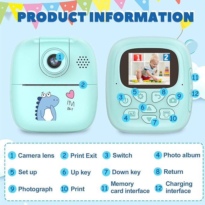 Buy MyCam Children's Digital Camera with Instant Print 24MP Blue | Yallatoys.com