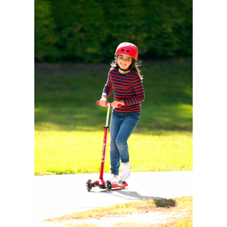 Buy Micro Maxi Deluxe with LED T Bar 3 Wheels Scooter Red | Yallatoys.com
