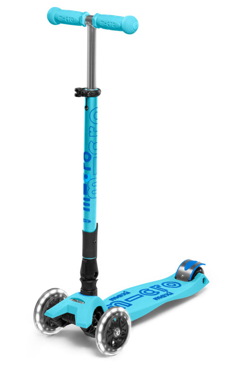 Buy Micro Maxi Deluxe Foldable LED Wheels Aqua Blue Scooter | Yallatoys.com