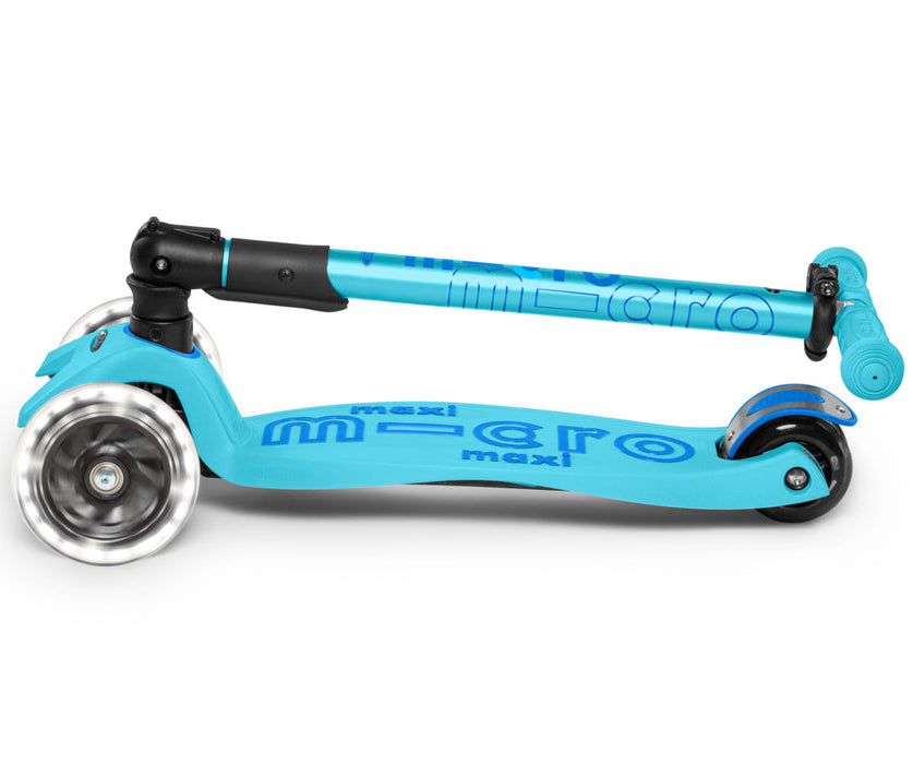 Buy Micro Maxi Deluxe Foldable LED Wheels Aqua Blue Scooter | Yallatoys.com