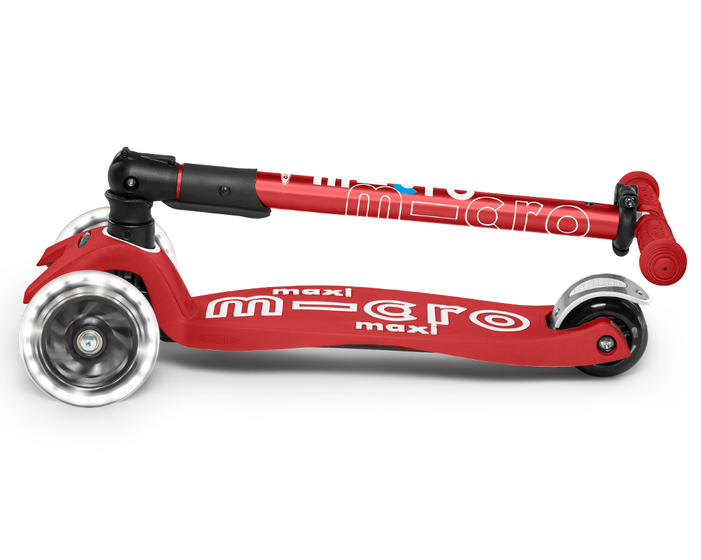 Buy Micro Maxi Deluxe Foldable LED Wheels Red Scooter | Yallatoys.com