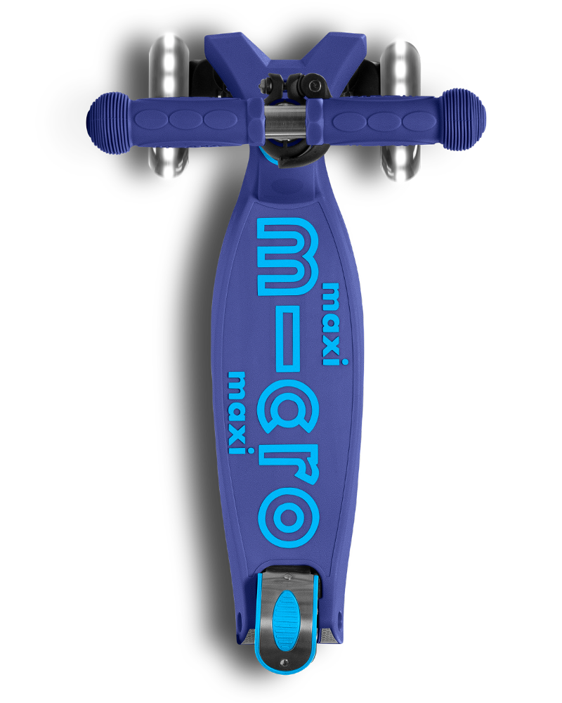 Buy Micro Maxi Deluxe Foldable LED Wheels Navy Blue Scooter | Yallatoys.com