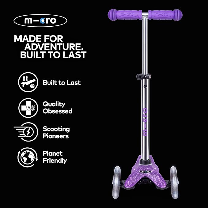 Buy Micro Mini Deluxe Glitter LED 3 Wheels Purple | Yallatoys.com