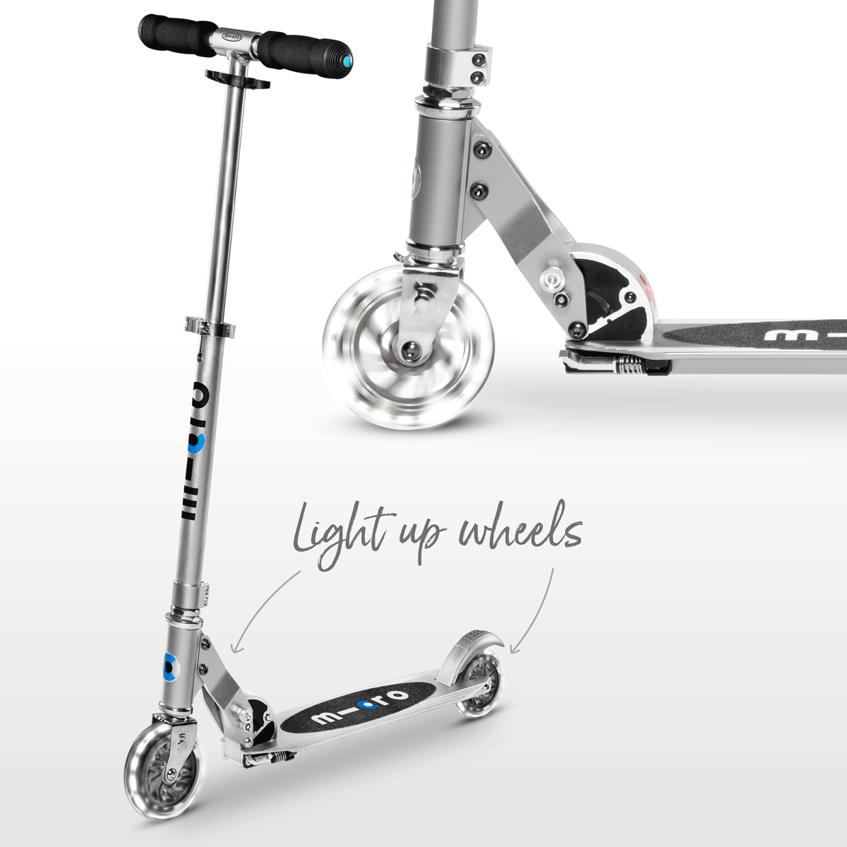 Buy Micro Sprite LED Wheels Silver Matt Scooter | Yallatoys.com