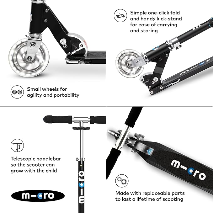 Buy Micro Sprite LED Black 2 Wheel Scooter | Yallatoys.com