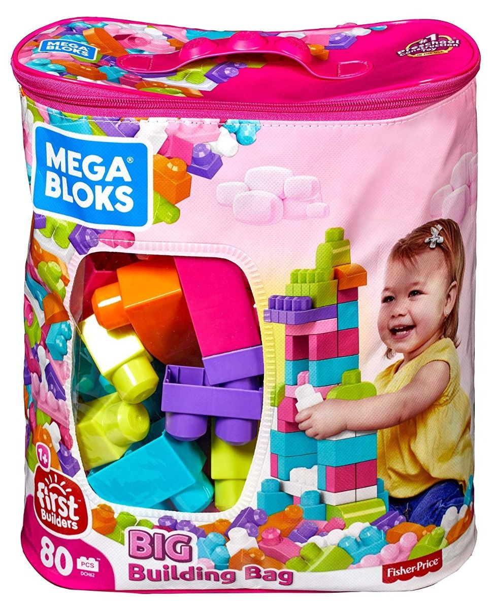 Buy Mega Bloks First Builders Big Building Bag 80pcs Pink | Yallatoys.com