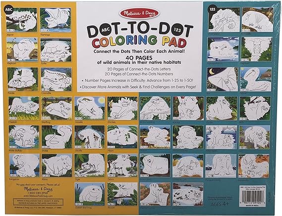 Buy Melissa & Doug Abc 123 Dot To Dot Coloring Pad Wild Animals | Yallatoys.com