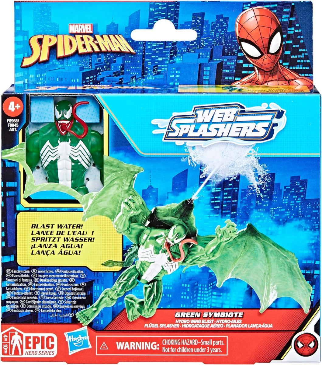 Buy Marvel Spider-Man Epic Hero Series Web Splashers Green Symbiote Hydro Wing Blast | Yallatoys.com