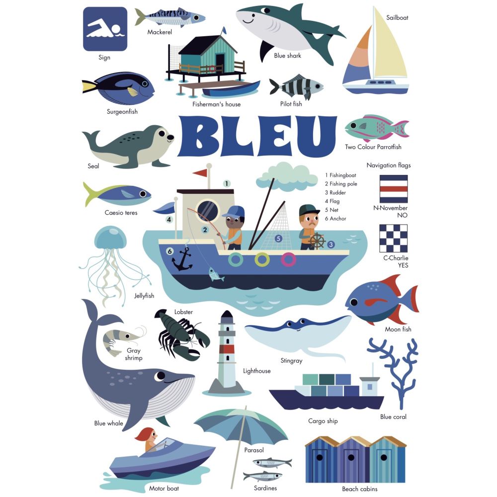 Buy Poppik Mini Sticker Poster Learning Colours Blue | Yallatoys.com