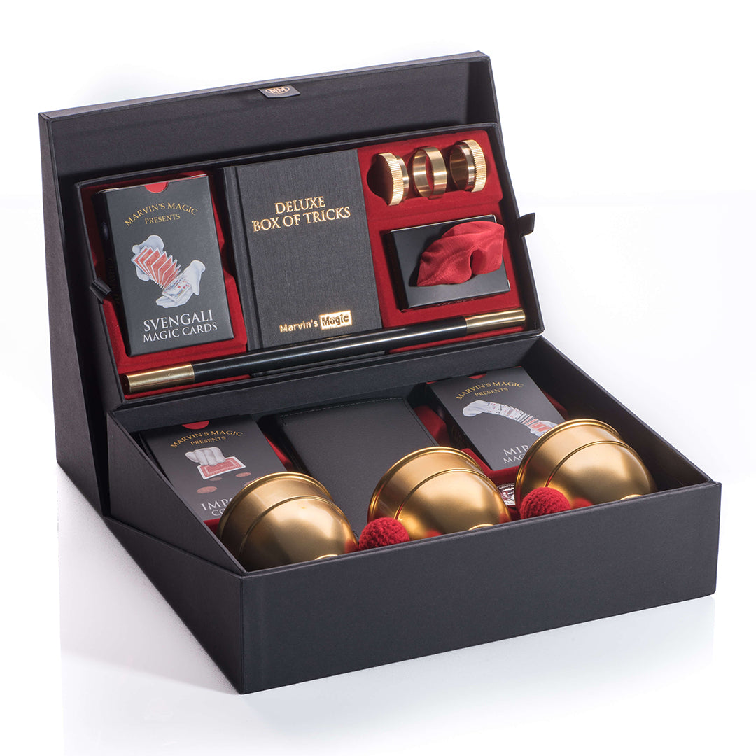 Buy Marvins Magic Deluxe Trick Box Multicolor Trick Box Wizard Supplies Include Mystical Magic Cards, Dynamic Coins | Yallatoys.com