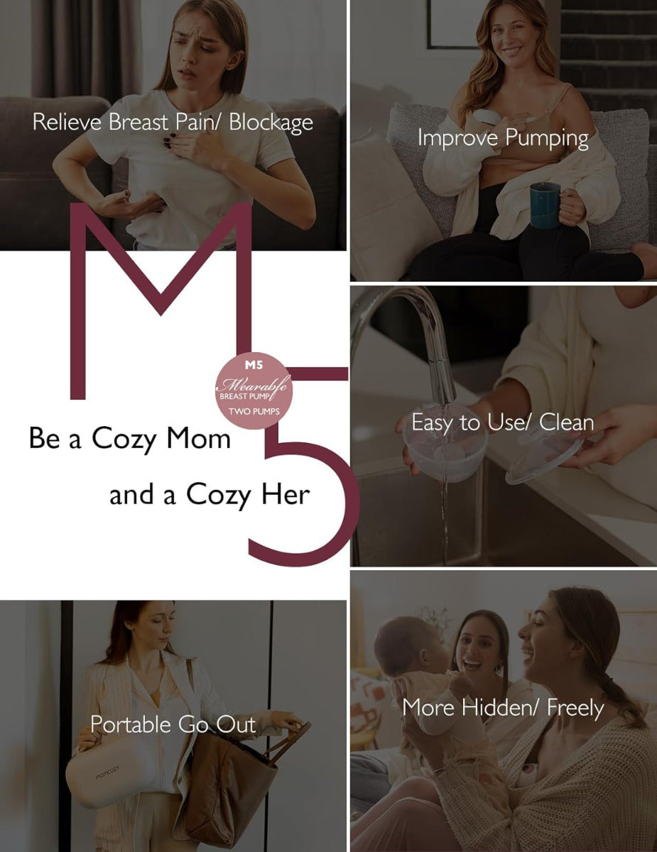 Momcozy Wearable Breast Pump M5 Double Maroon Momcozy Yallatoys