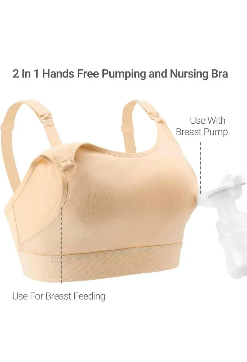 Momcozy Hands-Free Pumping Bra Biege Momcozy
