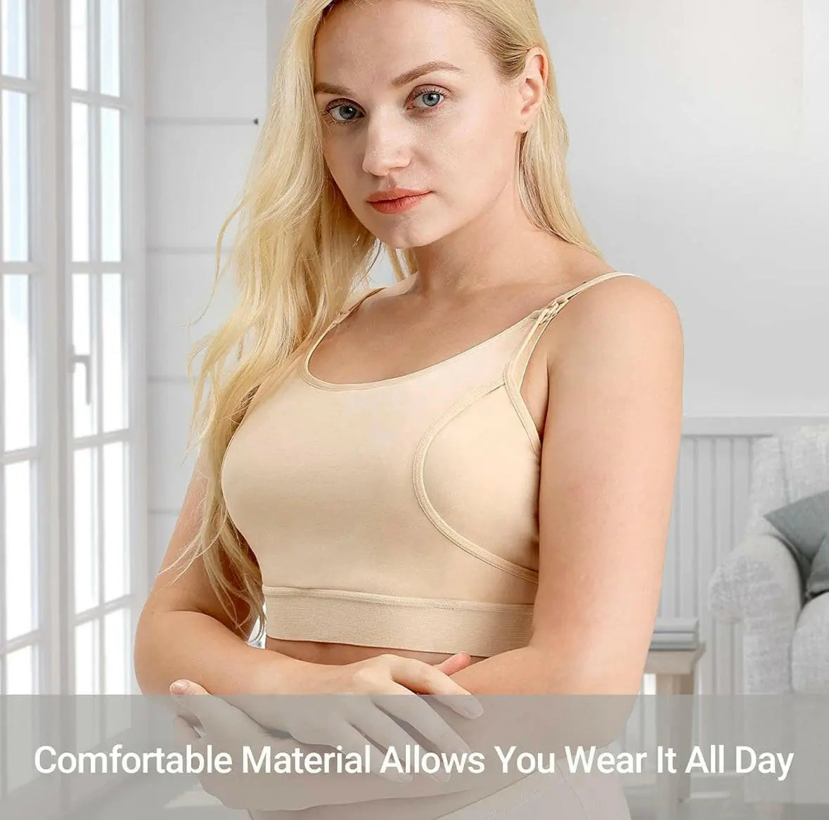 Momcozy Hands-Free Pumping Bra Biege Momcozy
