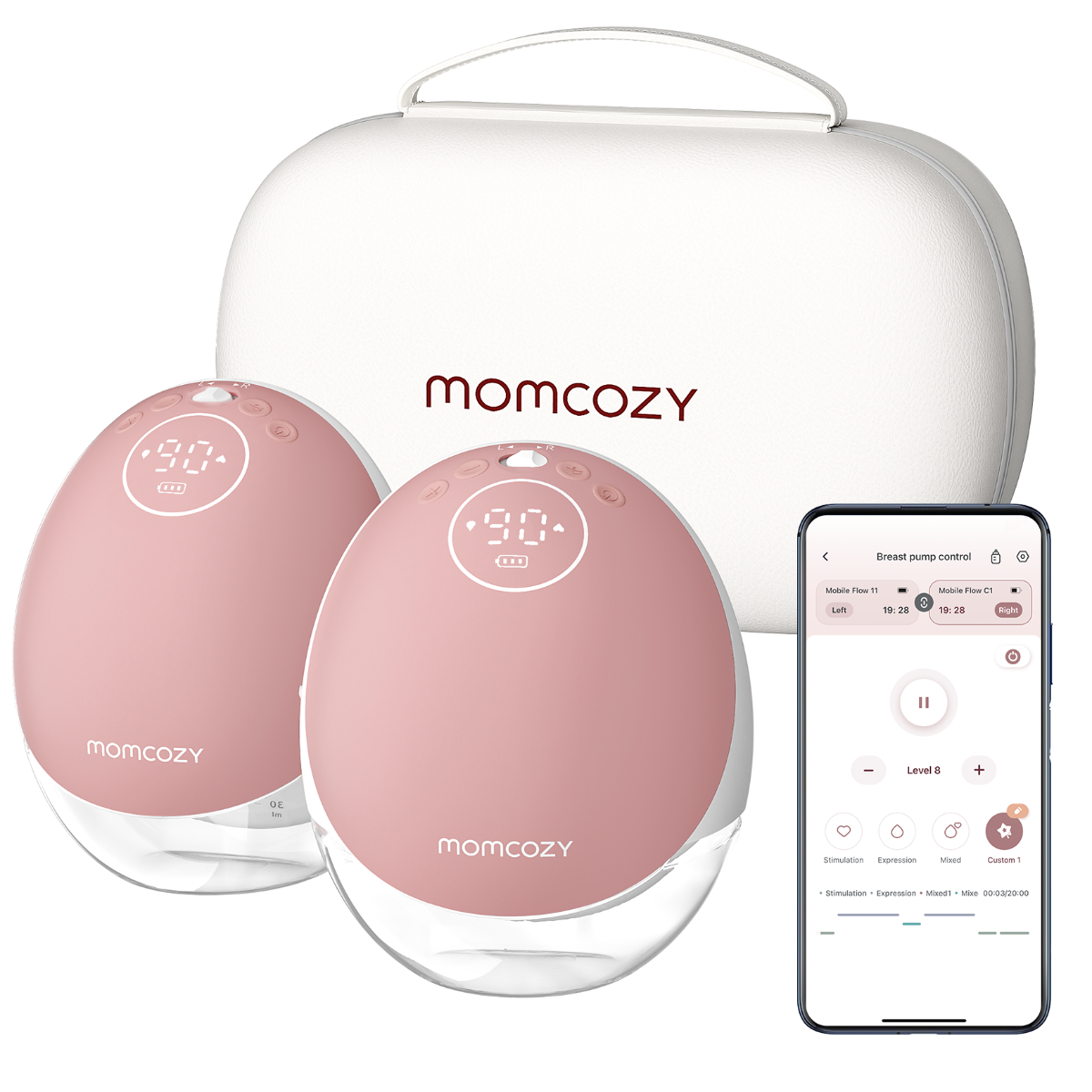 Momcozy Mobile Flow M9 Breast Pump Double Maroon Momcozy Yallatoys