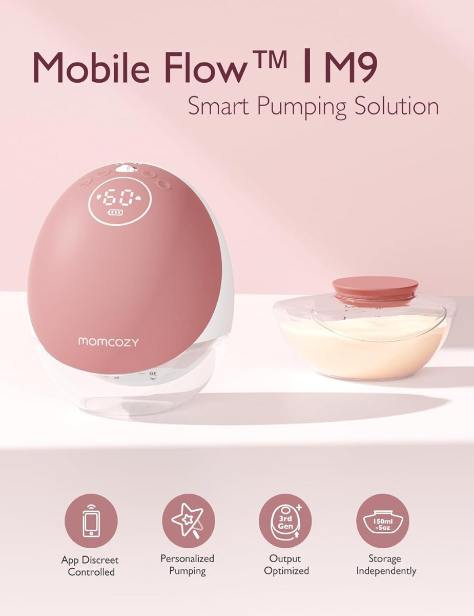 Momcozy Mobile Flow M9 Breast Pump Double Maroon Momcozy Yallatoys