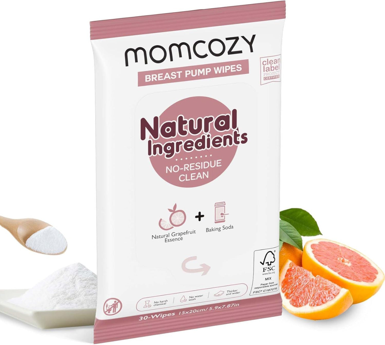 Momcozy Natural Breast Pump Wipes for Pump Parts Cleaning 30pcs Momcozy Yallatoys