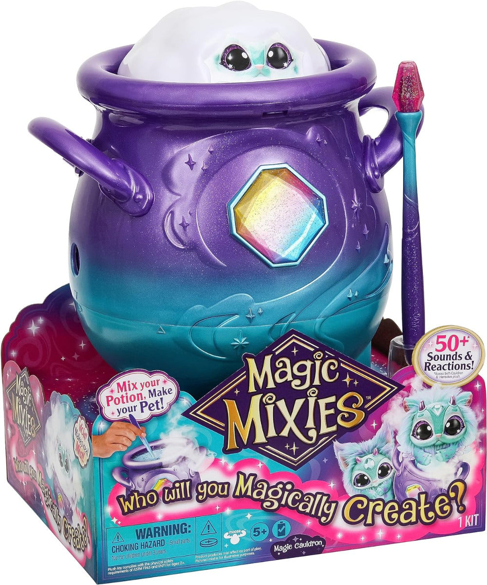 Buy Magic Mixies Magic Cauldron in Purple with Real Mist and Interactive 20cm Blue Plush Toy | Yallatoys.com