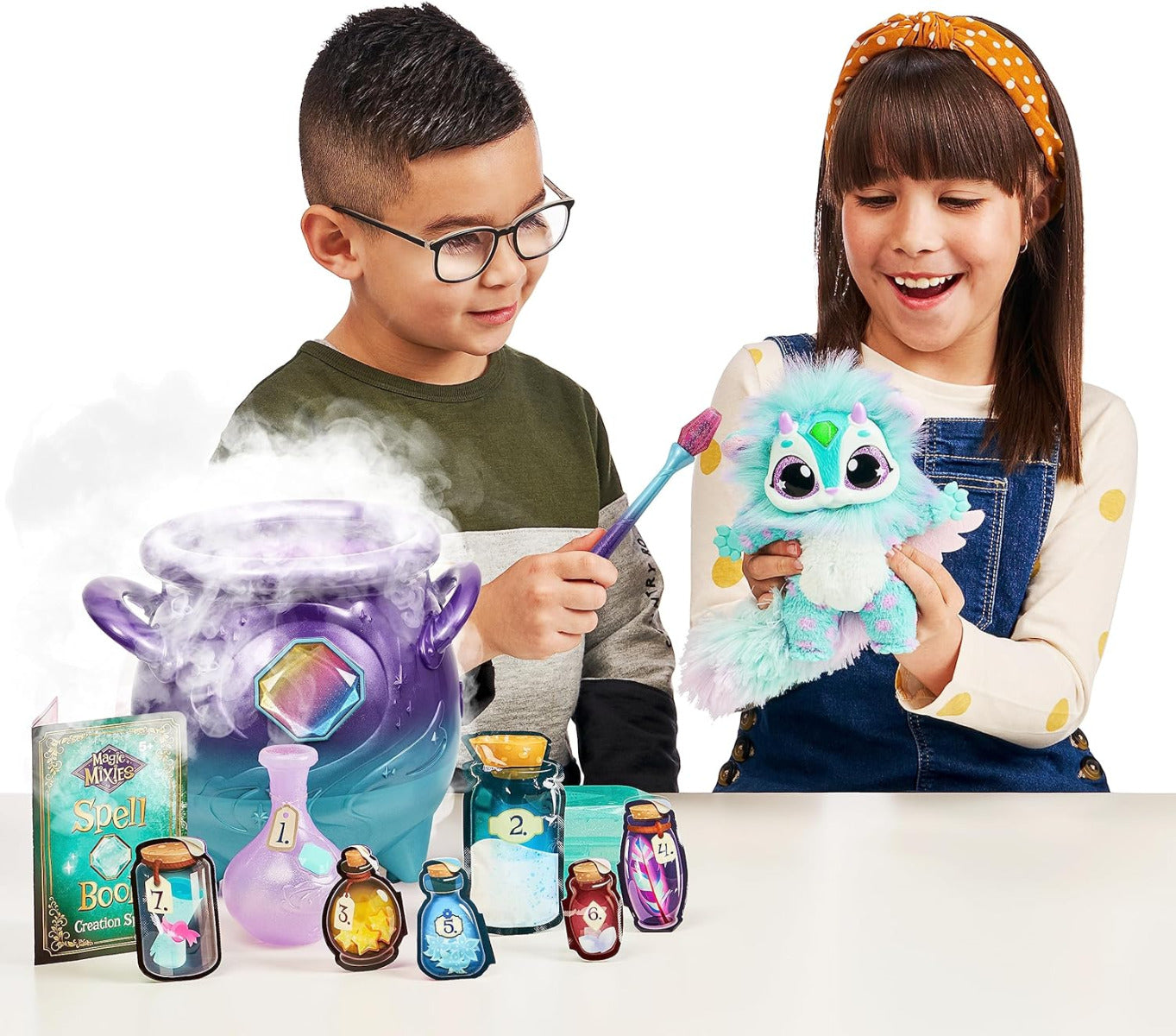 Buy Magic Mixies Magic Cauldron in Purple with Real Mist and Interactive 20cm Blue Plush Toy | Yallatoys.com