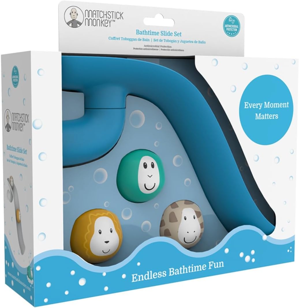Matchstick Monkey Bathtime Slide Set Blue Matchstick Monkey Yallatoys