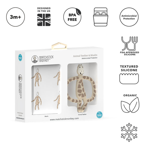 Matchstick Monkey Teether & Muslin Set Gigi Giraffe Matchstick Monkey Yallatoys