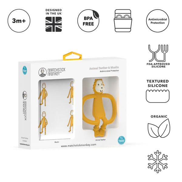 Matchstick Monkey Teether & Muslin Set Ludo Lion Matchstick Monkey Yallatoys