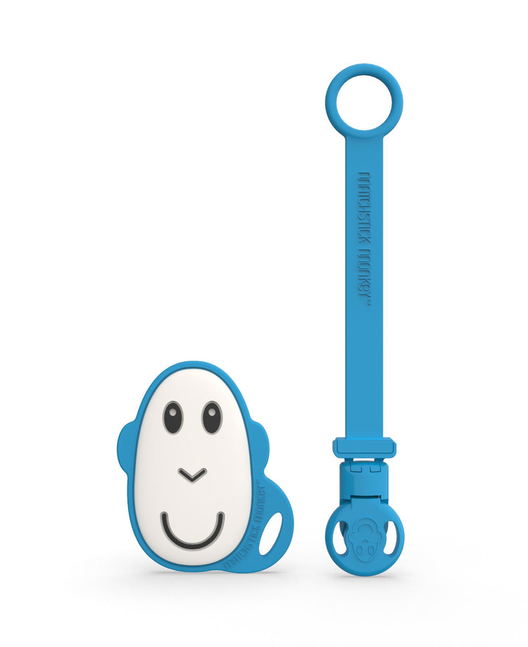 Matchstick Monkey Flat Face Teether and Soother Clip Blue Matchstick Monkey Yallatoys