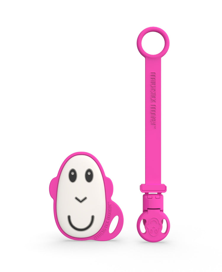 Matchstick Monkey Flat Face Teether and Soother Clip Pink Matchstick Monkey Yallatoys