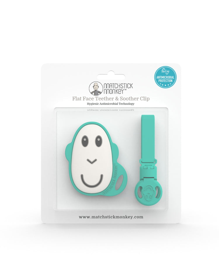 Matchstick Monkey Flat Face Teether and Soother Clip Green Matchstick Monkey Yallatoys