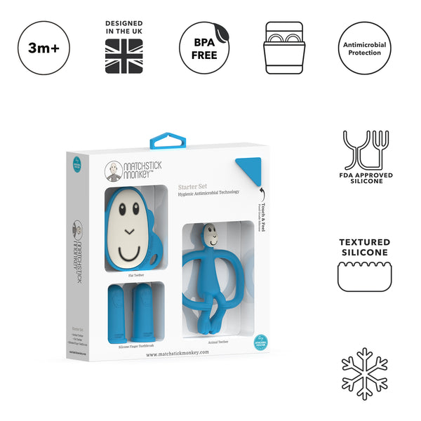 Matchstick Monkey Teething Starter Set Blue Matchstick Monkey Yallatoys