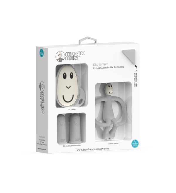 Matchstick Monkey Teething Starter Set Cool Grey Matchstick Monkey Yallatoys