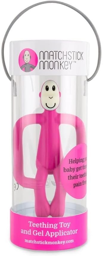 Matchstick Monkey Original Teether & Gel Applicator Silicone Rubine Pink Monkey Matchstick Monkey Yallatoys