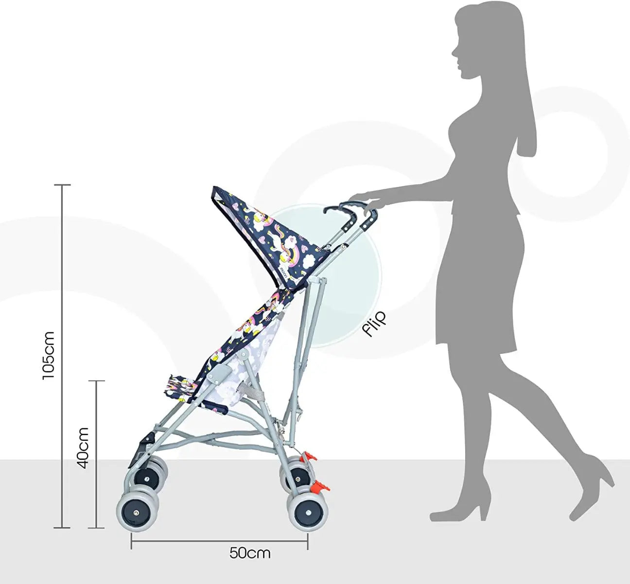 Moon Jet Ultra Light Weight Compact Fold Buggy Stroller Unicorn Moon Yallatoys