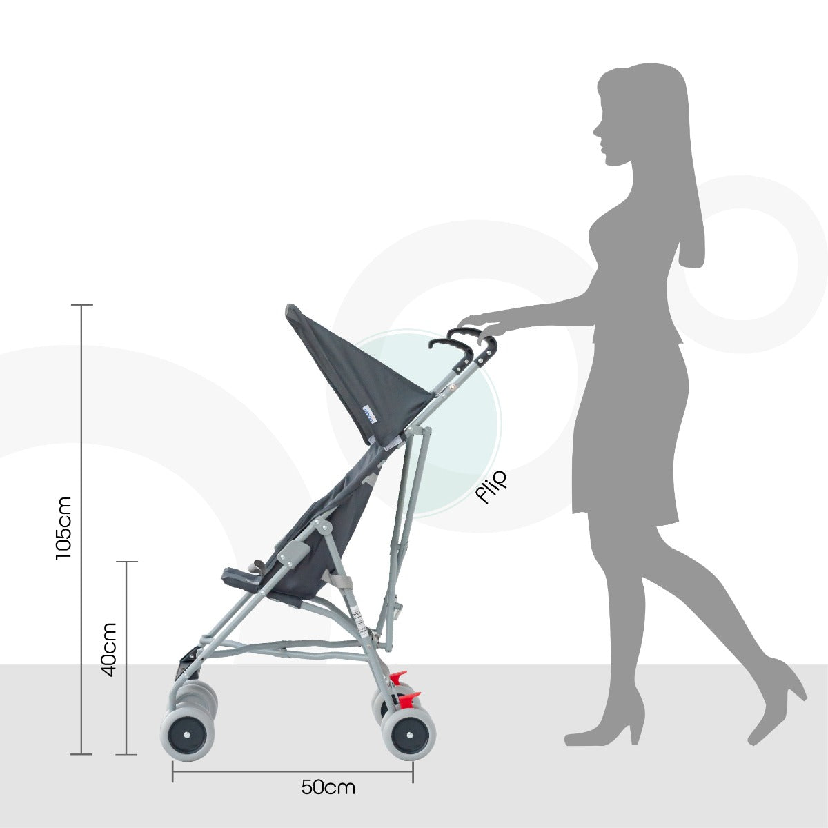 Buy Moon Jet Light Weight Compact Fold Buggy Stroller Dark Grey | Yallatoys.com