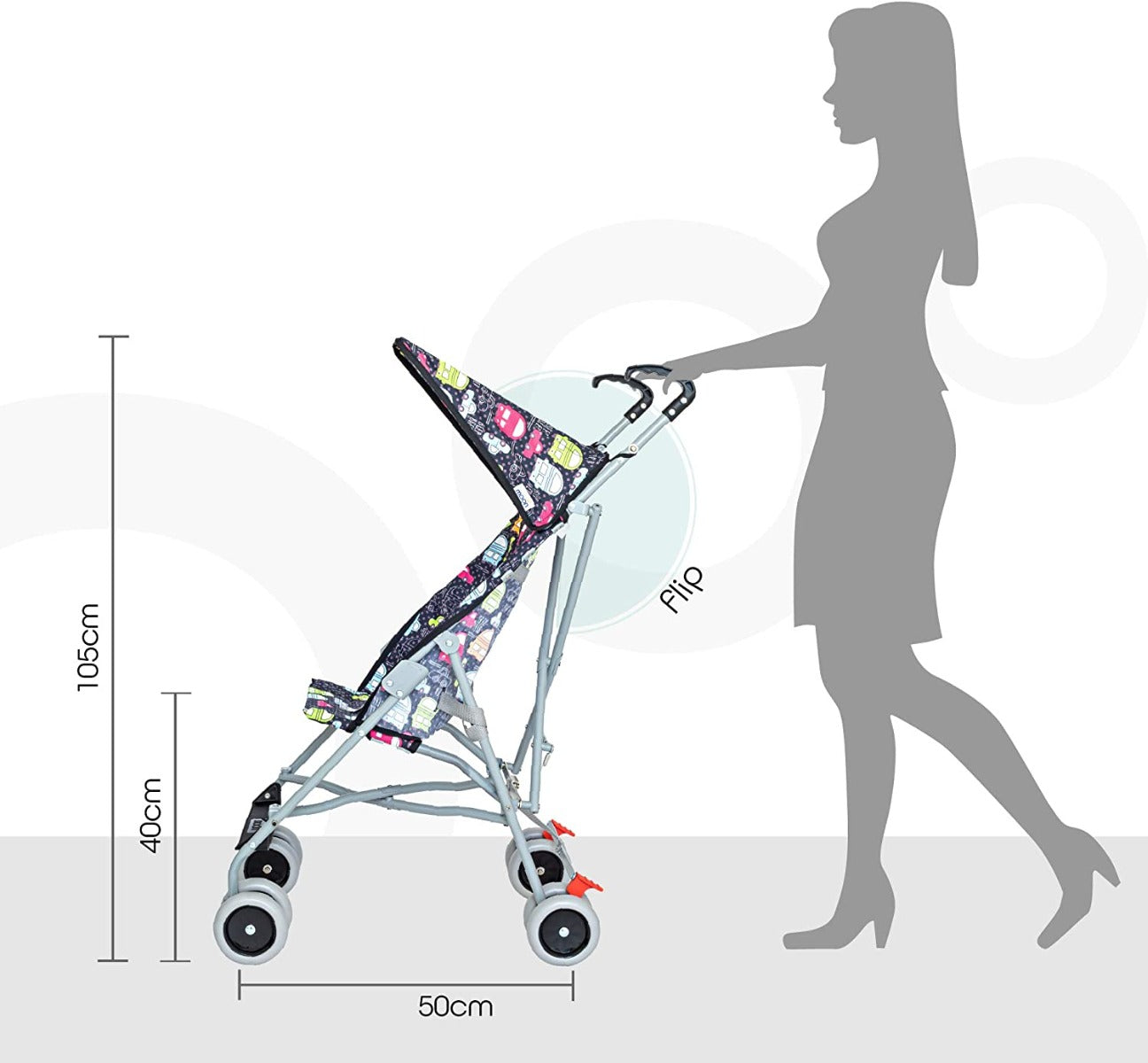 Buy Moon Jet Ultra Light Weight Compact Fold Buggy Stroller Printed Cars | Yallatoys.com