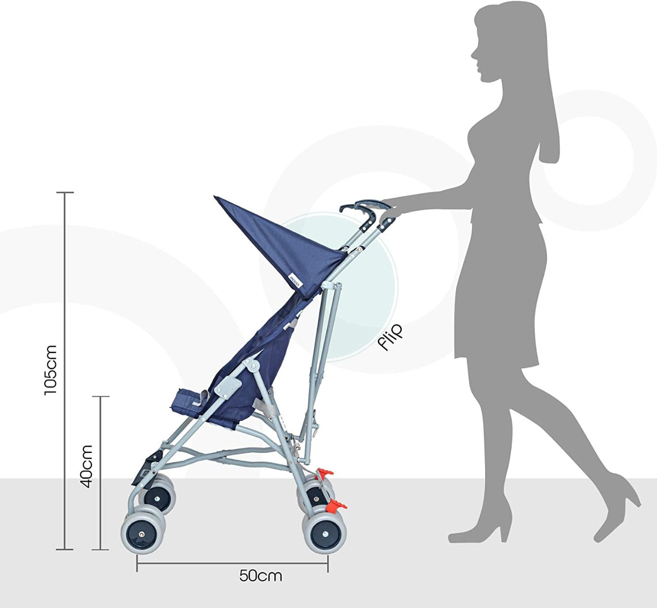 Buy Moon Jet Light Weight Compact Fold Buggy Stroller Dark Blue | Yallatoys.com
