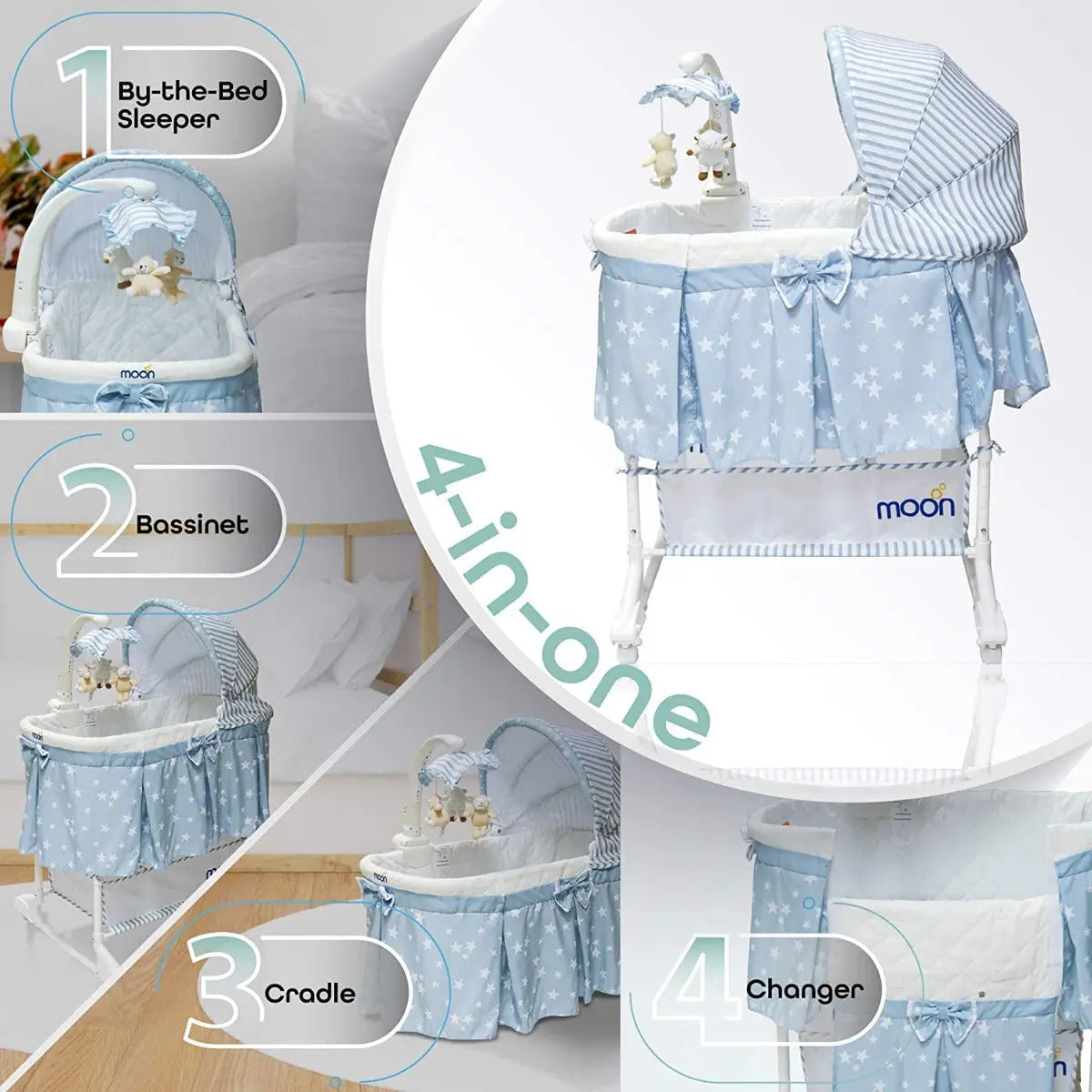 Moon Soffy 4 In 1 Convertible Cradle Blue Moon Yallatoys