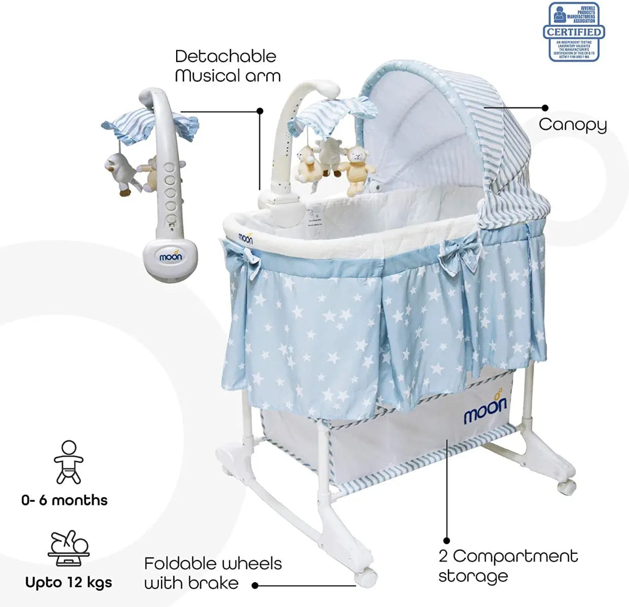 Moon Soffy 4 In 1 Convertible Cradle Blue Moon Yallatoys