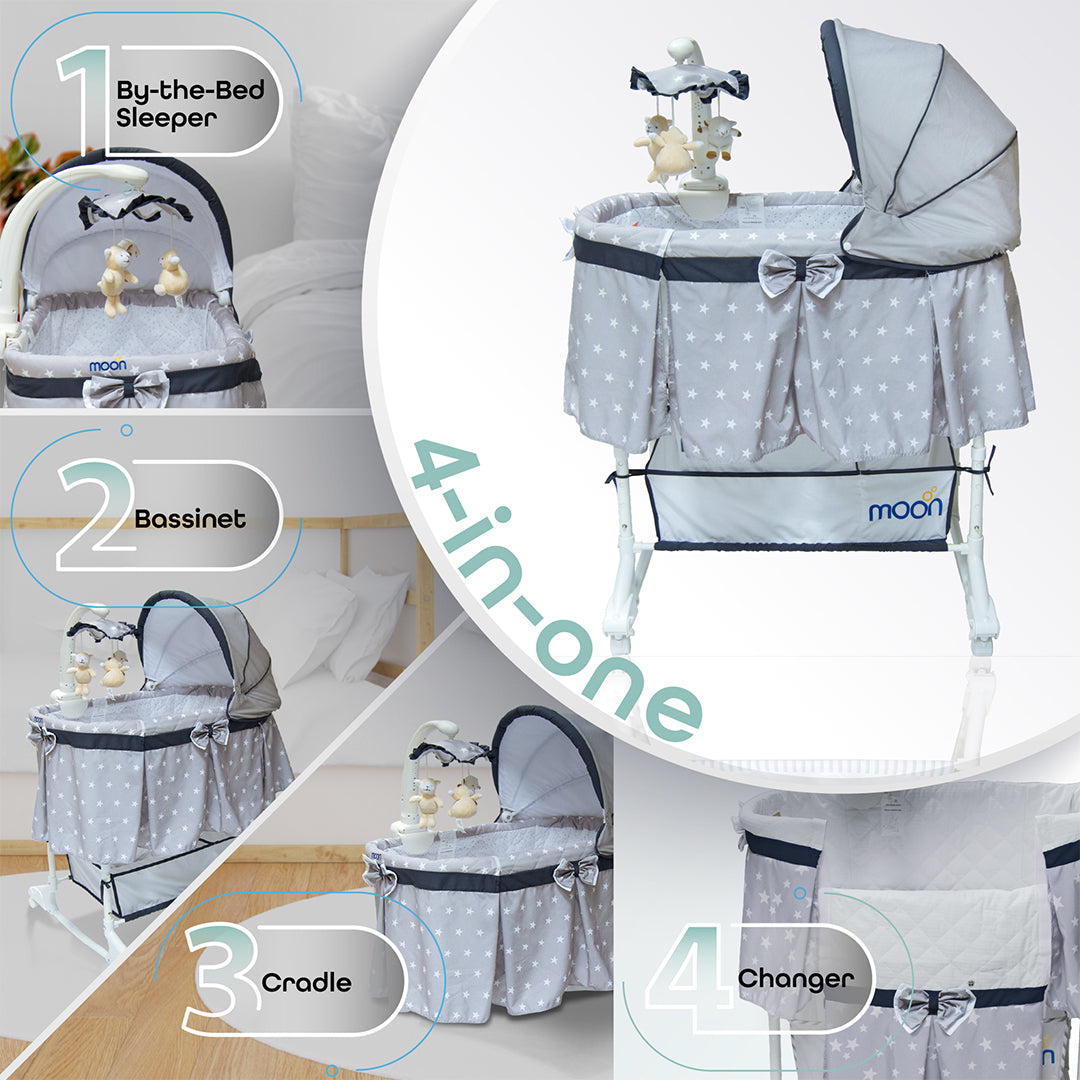 Buy Moon Soffy 4 In 1 Convertible Cradle Dark Grey | Yallatoys.com