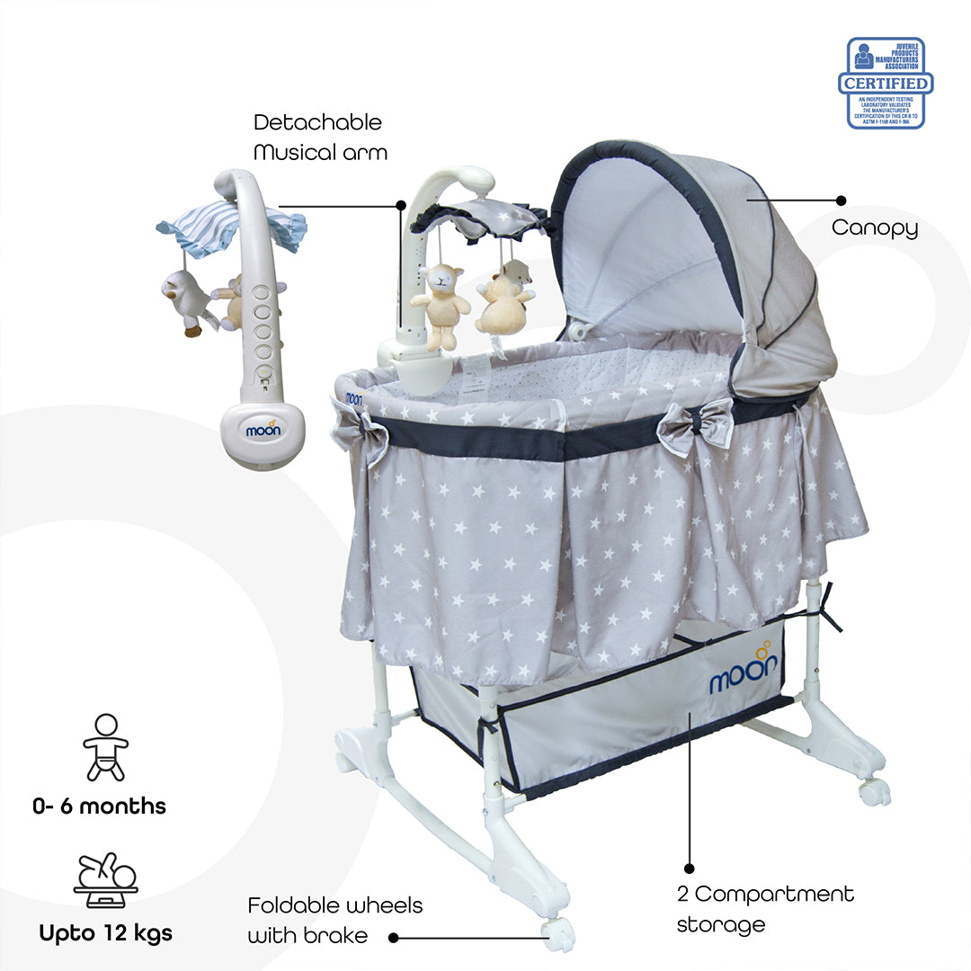 Buy Moon Soffy 4 In 1 Convertible Cradle Dark Grey | Yallatoys.com