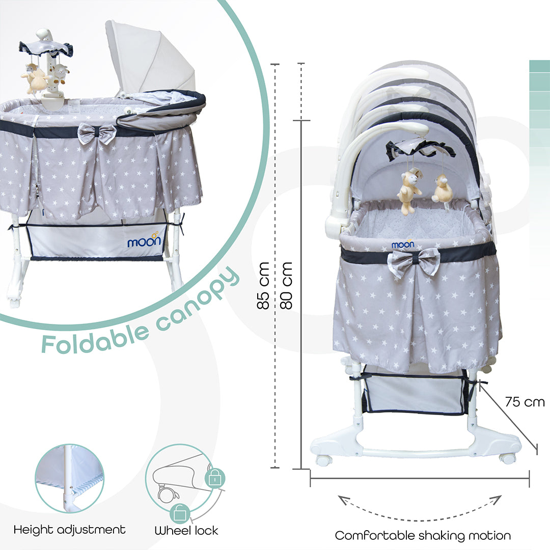 Buy Moon Soffy 4 In 1 Convertible Cradle Dark Grey | Yallatoys.com