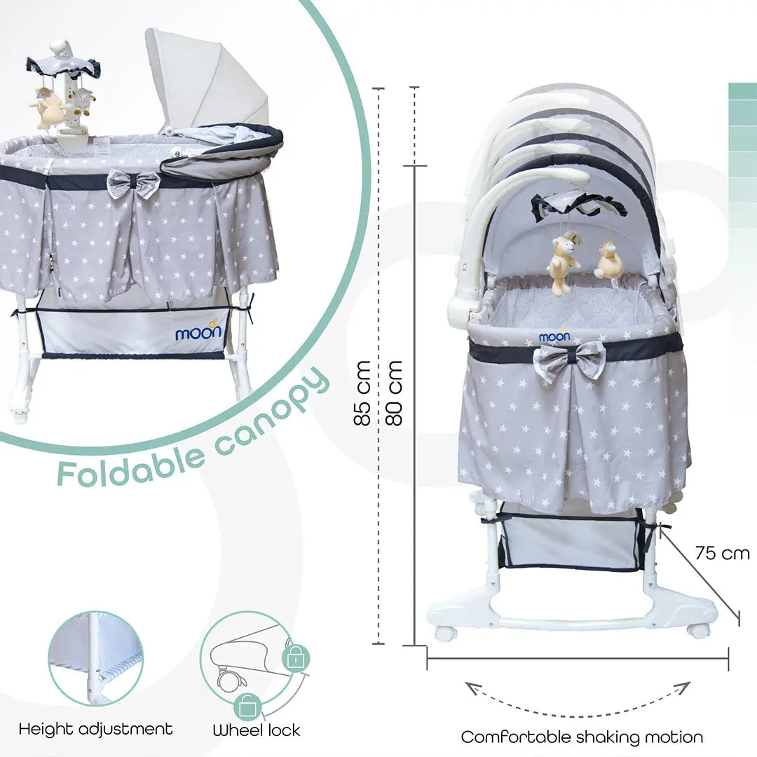 Moon Soffy 4 In 1 Convertible Cradle Dark Grey Moon