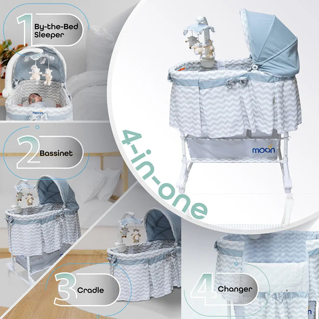 Moon Soffy 4 In 1 Convertible Cradle Grey Moon Yallatoys
