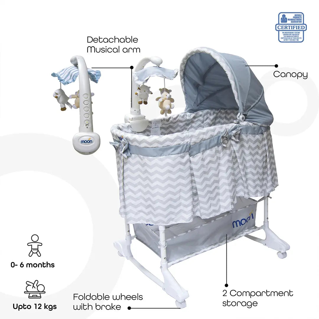 Moon Soffy 4 In 1 Convertible Cradle Grey Moon Yallatoys