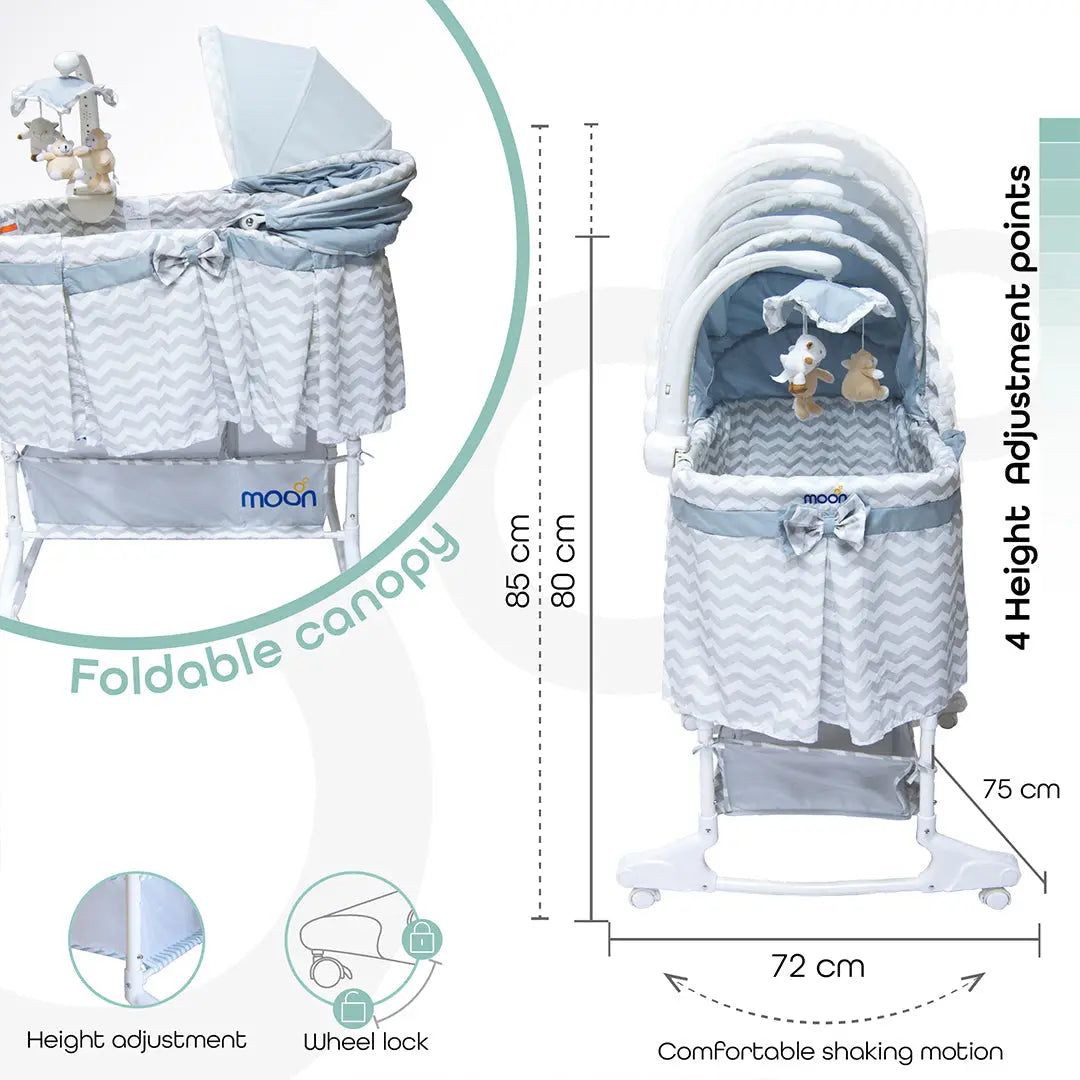Moon Soffy 4 In 1 Convertible Cradle Grey Moon Yallatoys
