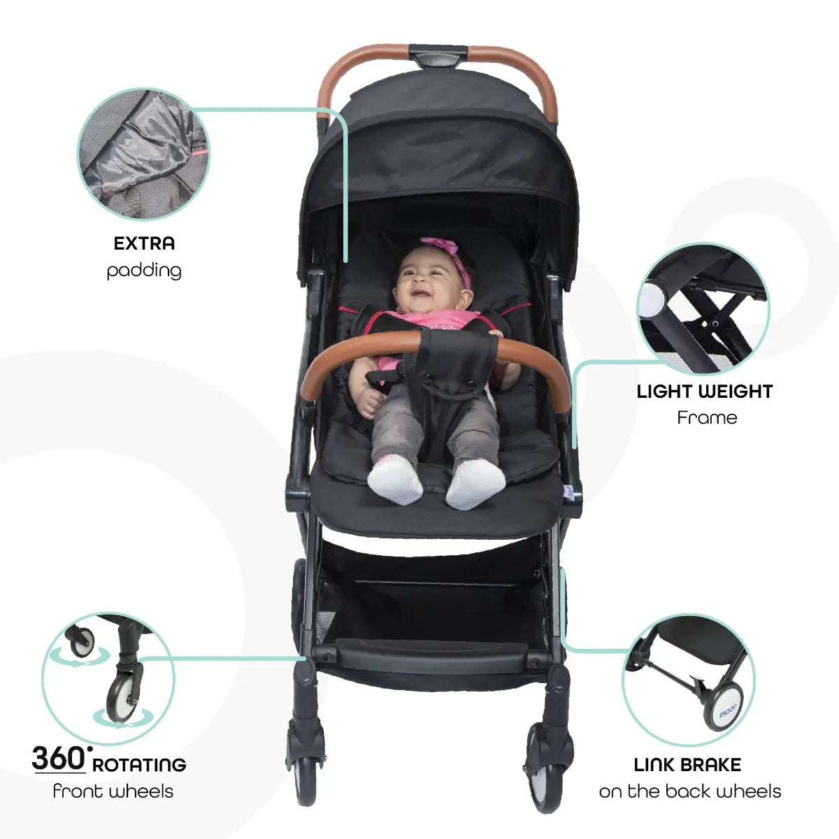 Moon Ritzi Cabin Stroller Black Yallamomz Yallatoys