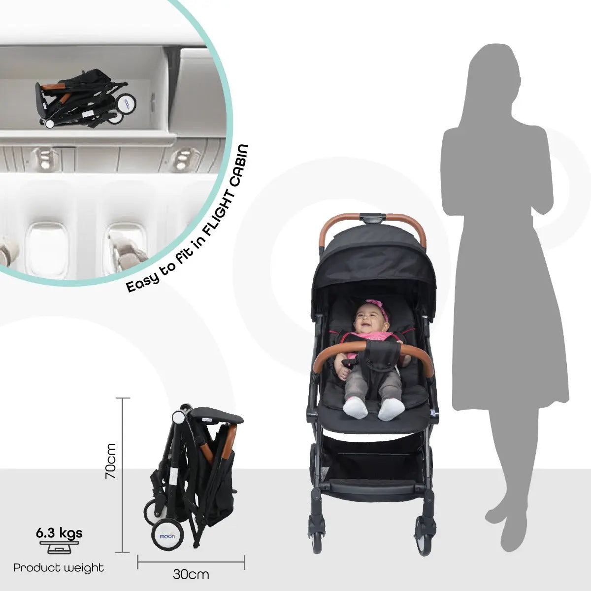 Moon Ritzi Cabin Stroller Black Yallamomz Yallatoys