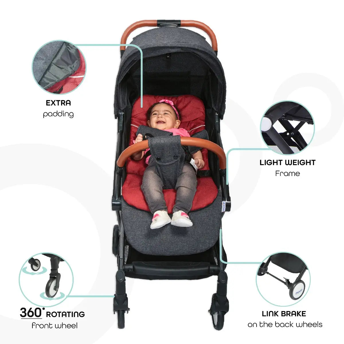 Moon Ritzi Cabin Stroller Black/Red Moon
