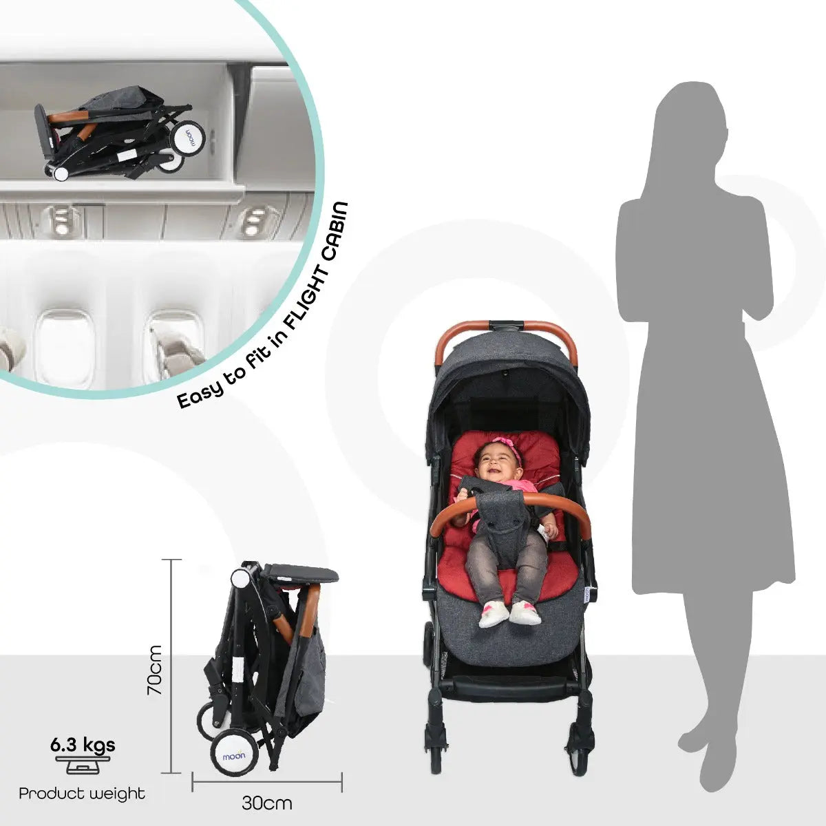 Moon Ritzi Cabin Stroller Black/Red Moon