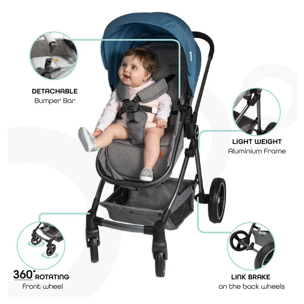 Moon Pro 2 In 1 Stroller Blue Moon Yallatoys